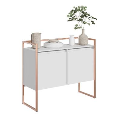 Buffet Junior Cadiz 2 Portas 2 Prateleiras MDP com Estrutura em Aço Branco Cobre Casah