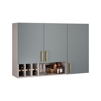 Armário Aéreo Essence 120CM 3 Portas MDF Porta de Bater Cinza Itatiaia
