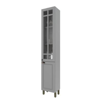 Paneleiro Simples Bari 2 Portas 4 Prateleiras 100% MDF 40cm Titânio Fosco Indékes
