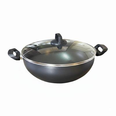 Panela Wok Grande Antiaderente 32CM 7,8L com Tampa de Vidro Temperado Vermelha Docesar