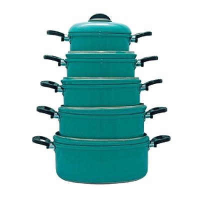 Conjunto de Panelas 5 Peças Alumínio Antiaderente Craquelado 14 ao 22 com Tampa Turquesa Extang 22CM