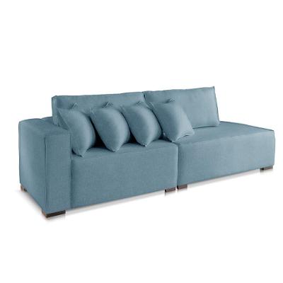 Sofá com Chaise Isa Be 2 Lugares Modulado 190CM Azul Isa Estofados