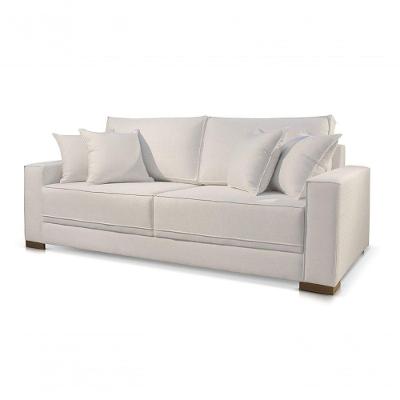 Sofá Helô 4 Lugares Fixo 240CM Off White Linho Almofada Solta Hêlo Móveis