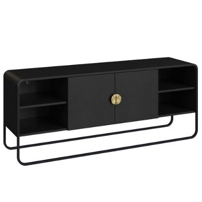 Rack Luna 150CM MDP com Portas Amortecidas Preto Artesano Móveis