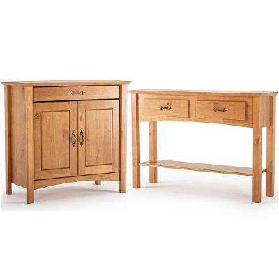 Kit Balcão Buffet e Aparador Lana Carvalho Rústico 2 Portas 3 Gavetas Madeira Maciça 93CM MPO Móveis