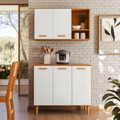 Kit Cozinha Susi 5 Portas MDF-MDP 91CM Freijó Off White Mais de Casa