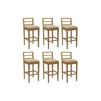 Kit 6 Banquetas Sala de Jantar Sofia 1BMM006CA Madeira Maciça Tecido Boucle Bege Kappesberg