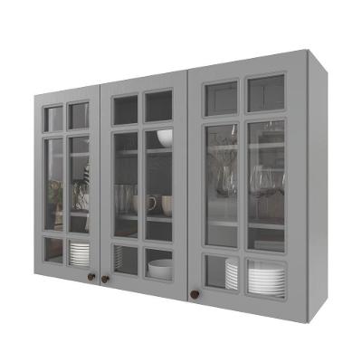 Armário Aéreo Armário Aéreo 3 Portas 120cm 100% MDF Bater Titânio Fosco Indékes
