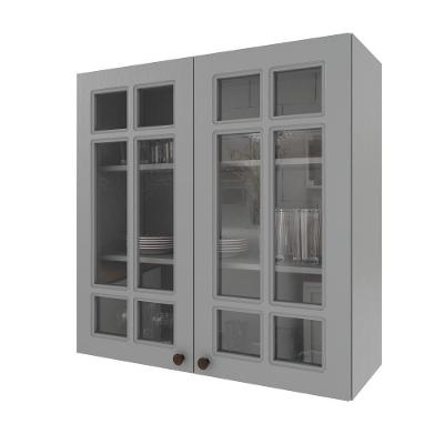 Armário Aéreo 0,80cm 2 Portas Vidro Incolor 100% MDF Titânico Fosco Titânio Indékes