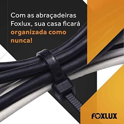 Abraçadeira de Nylon 140x3,5mm 100 Peças Branco Foxlux para Amarração de Fios e Cabos