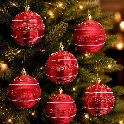Bolas de Natal para Decoração de Árvore Vermelho Plástico Kit 24 Bolas 8CM