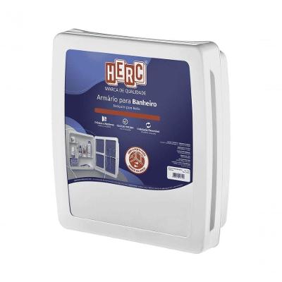 Armário para Banheiro de Embutir com Espelho 1 Porta Plástico Branco 34,5CM Herc