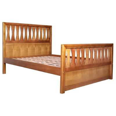 Cama Casal Turin Ripas Usinadas Madeira Maciça Amadeirado Milani Movelaria