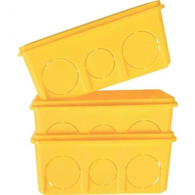 Caixa de Embutir 4x4 Quadrada Amarelo com Saídas Tramontina