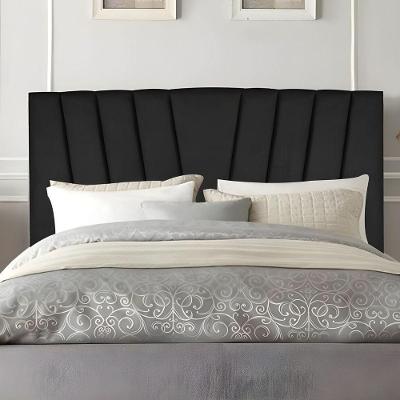 Cabeceira Estofada Lile Solteiro 90 Cm Suede Preto Tatite Decor