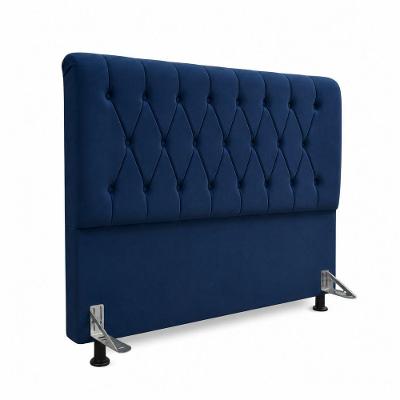 Cabeceira Cama Box Casal Mallu Madeira Maciça Veludo Azul Marinho Click Home