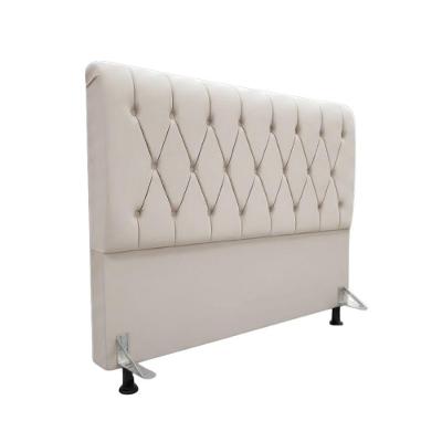 Cabeceira Cama Box Casal Mallu Fixação no Box Veludo Bege Claro Click Home