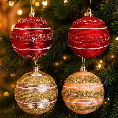 Bola de Natal para Decoração de Árvore Kit 12 Bolas 8CM Vermelha e Dourada