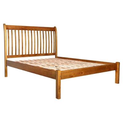Cama de Casal Napoli Ripado Madeira Maciça Marrom Milani Movelaria