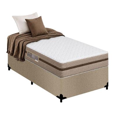 Cama Box com Colchão Solteiro Bioclassic Molas Ensacadas Suede Bege Royal Sleep 88CM