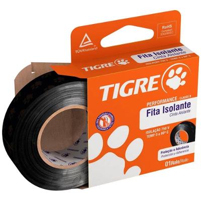 Fita Isolante 54502354 Isolação Elétrica Até 750V Resistente à Abrasão Preto Tigre