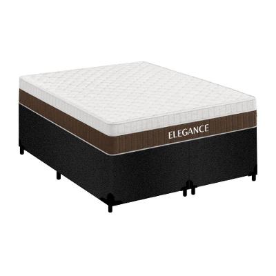 Cama Box Casal Elegance Suede Bipartido Colchão Molas Ensacadas Firme Bege Antiácaro Royal Sleep