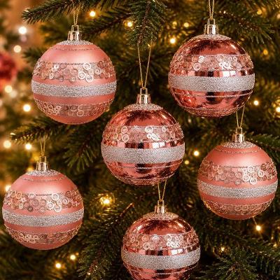 Enfeite de Árvore de Natal Kit com 12 Bolas Decorativas Rose Gold 8CM