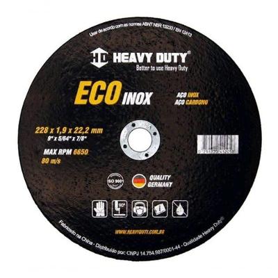 Disco de Corte Eco Heavy Duty para Aço Inoxidável Inox 228X1,9X22,2MM