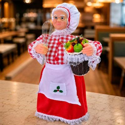Boneco Natalino Mamãe Noel Cozinheira Enfeite Decorativo Vermelho e Branco 60CM