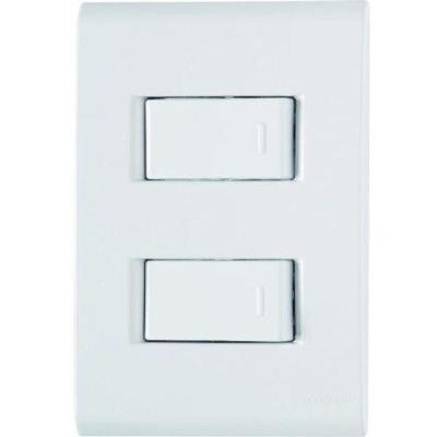 Conjunto com Placa 2 Teclas 4x2 Liz Interruptor Duplo Branco Tramontina