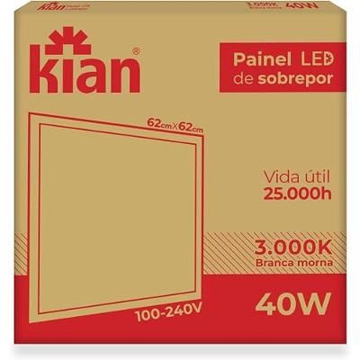 Painel LED Embutir Quadrado 40W 6500K Iluminacao Eficiente Branco Kian