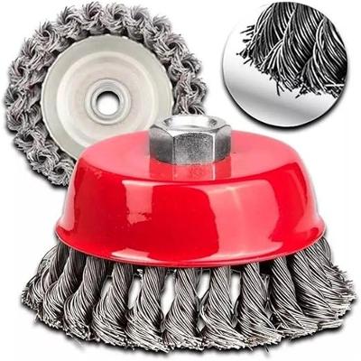 Escova de Limpeza Copo Aço Torcido 6 Mtx com Rosca M14 para Superfícies Metálicas Inox MTX