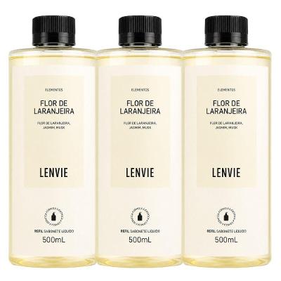 L'envie Kit 3 Refis Sabonete Líquido Flor de Laranjeira 500ml Elementos Floral Cítrico