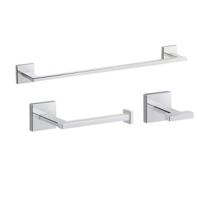 Kohler Brasil Square Kit Acessorios para Banheiro 3 Pecas Cromado com Papeleira Cabide Toalheiro