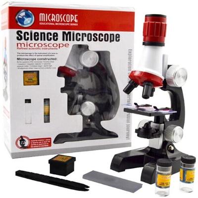 Kangur Microscópio Estudantil C2121 100X 400X 1200X LED Monocular Brinquedo Educativo com Acessórios