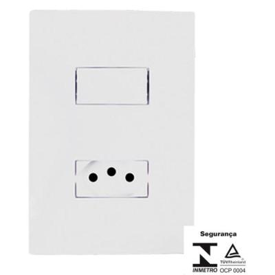 Conjunto Interruptor Simples e Tomada 2P+T Placa 4x2 Branco I9 Ilumi Materiais