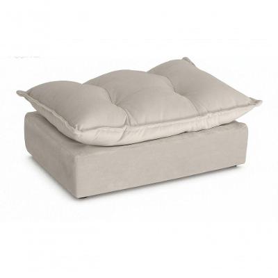 Puff Baixo Glamour Opala Revestimento Suede Bege SMF Decor