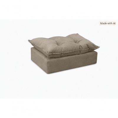 Puff Baixo Glamour Opala Fibra Siliconada Suede Capuccino SMF Decor
