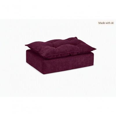 Puff Baixo Glamour Opala Assento Fibra Siliconada Veludo Vinho SMF Decor