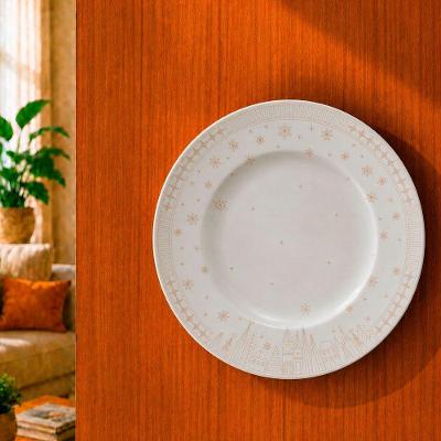 Prato Decorativo Raso Suporte Casa Sala Cozinha Branco Cerâmica 25CM