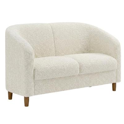 Poltrona Namoradeira 2 Lugares Aura Veludo Bege 120CM Milani Movelaria