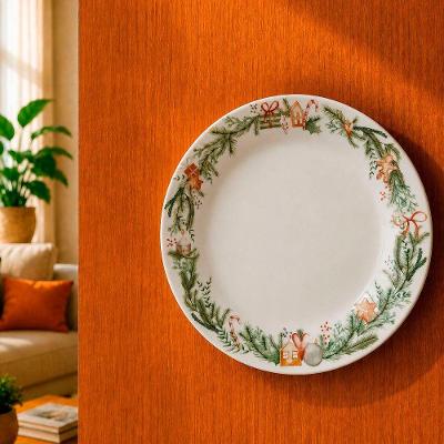 Prato Decorativo de Parede Sobremesa Casa Sala Cozinha Suporte Noite Feliz Branco