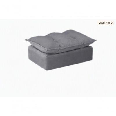 Puff Baixo Decorativa Glamour Opala Suede Cinza com Pés Retos SMF Decor