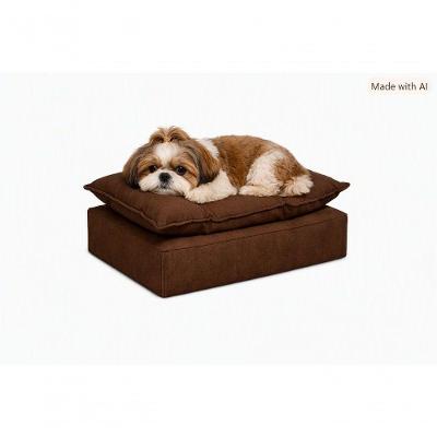 Puff Baixo Decorativa Glamour Opala Fibra Siliconada Veludo Bege SMF Decor
