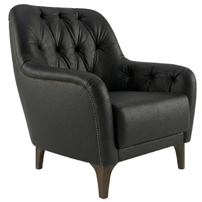 Poltrona Decorativa Sasha Capitonê Encosto Espuma D26 Courino Marrom Milani Movelaria