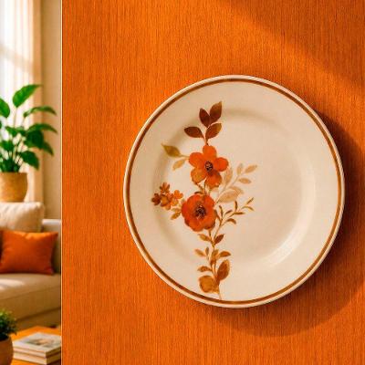 Prato Decorativo de Parede para Sala Cozinha Quarto Escritório com Suporte Branco Cerâmica