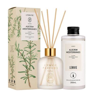 Kit Difusor de Perfume e Refil Alecrim Mediterrâneo Aromatizante Verde L'envie 200ML