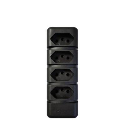 Tomada em Barra 2P+T Quadrupla 20A Design Quadrado Preto Kahel