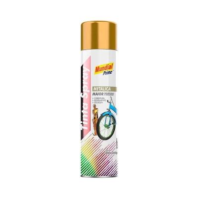 Tinta Spray Metal Aerossol Uso Interno e Externo Dourado 400ML Mundial Prime