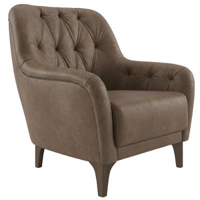 Poltrona Decorativa Sasha Capitone Courino Assento Espuma D26 Pes Madeira Milani Movelaria